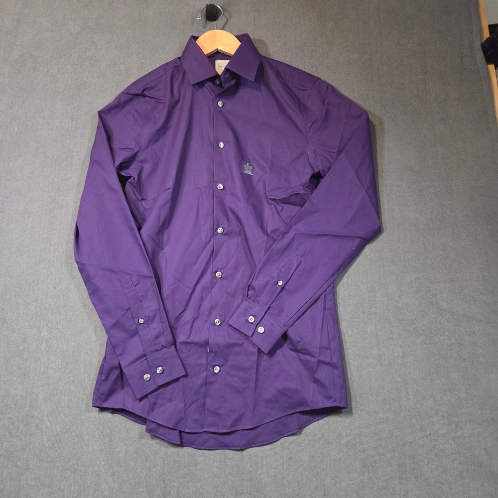 J. Ferrar Button Down Shirt Mens S Purple Super Slim Fit Mechanical Stretch